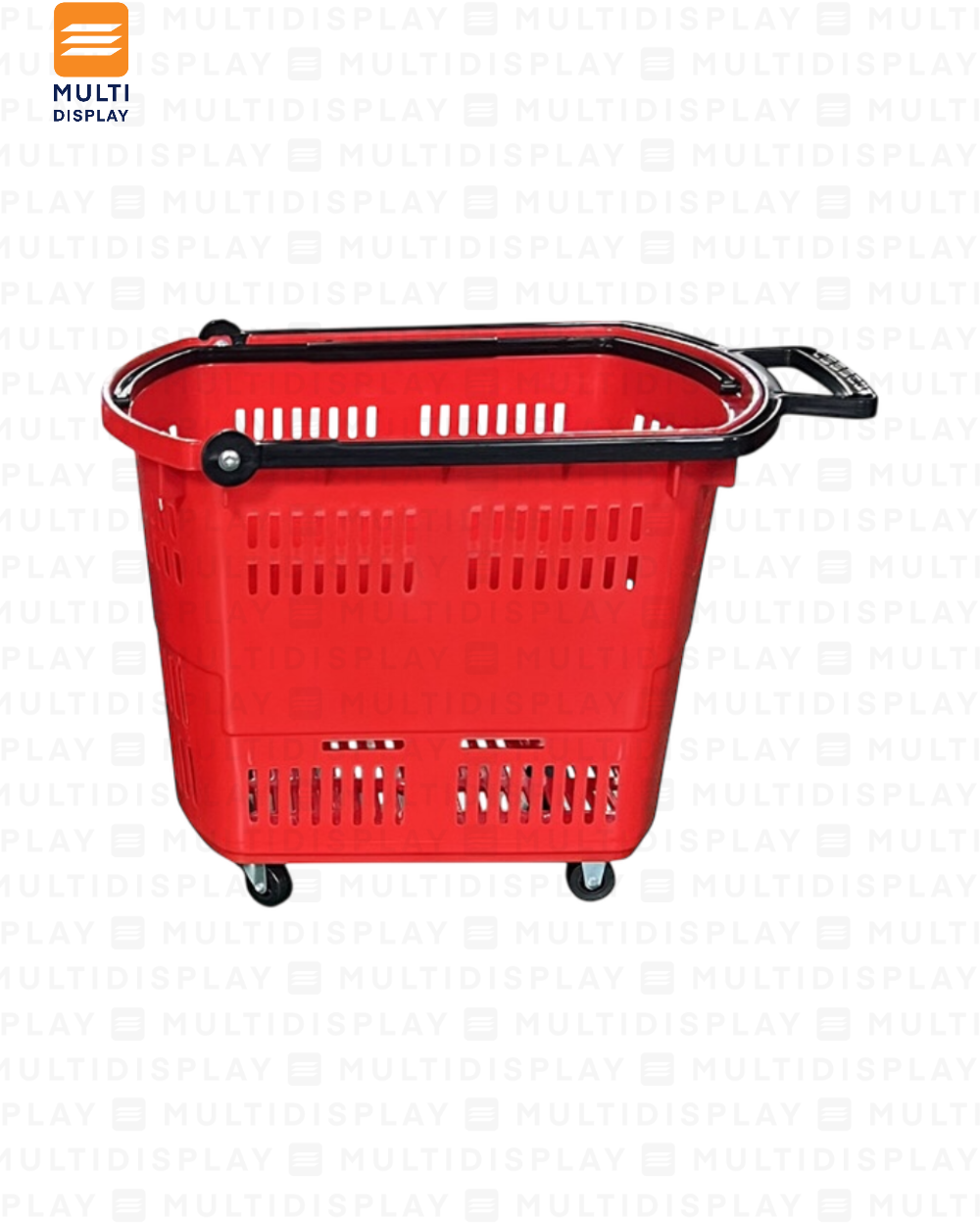 Canasta de Mano con Rueda Basico 45L Agarradero Plastico, Rojo