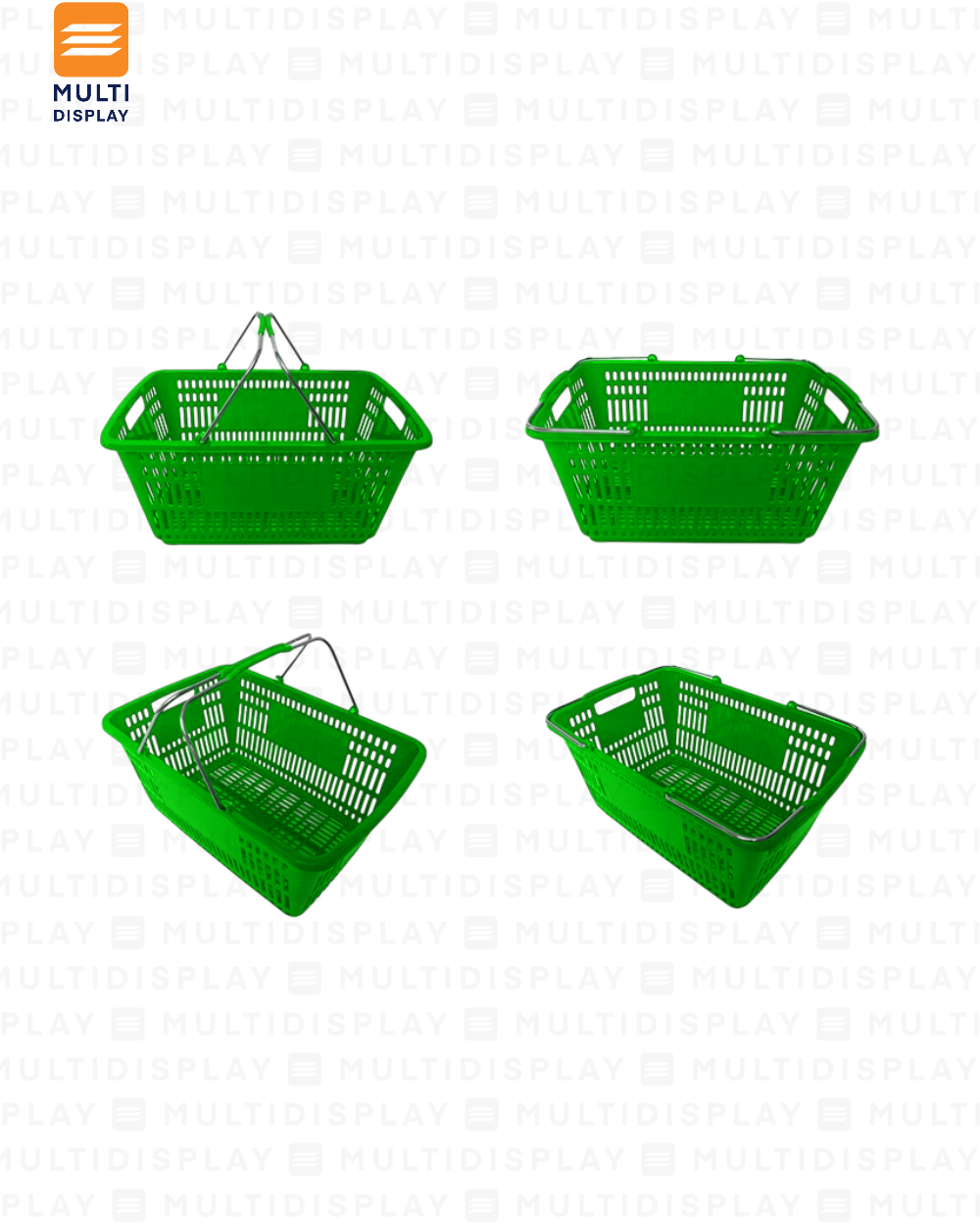 Canasta de Mano 30L Agarradero de Metal Verde