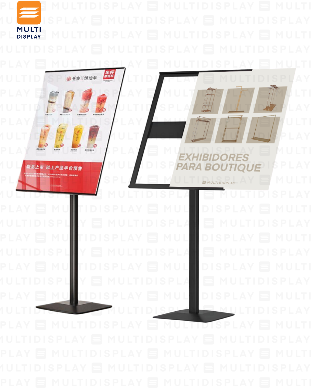 Portabanner Piso Elevado 50x70cm base Cuadrado, Negro