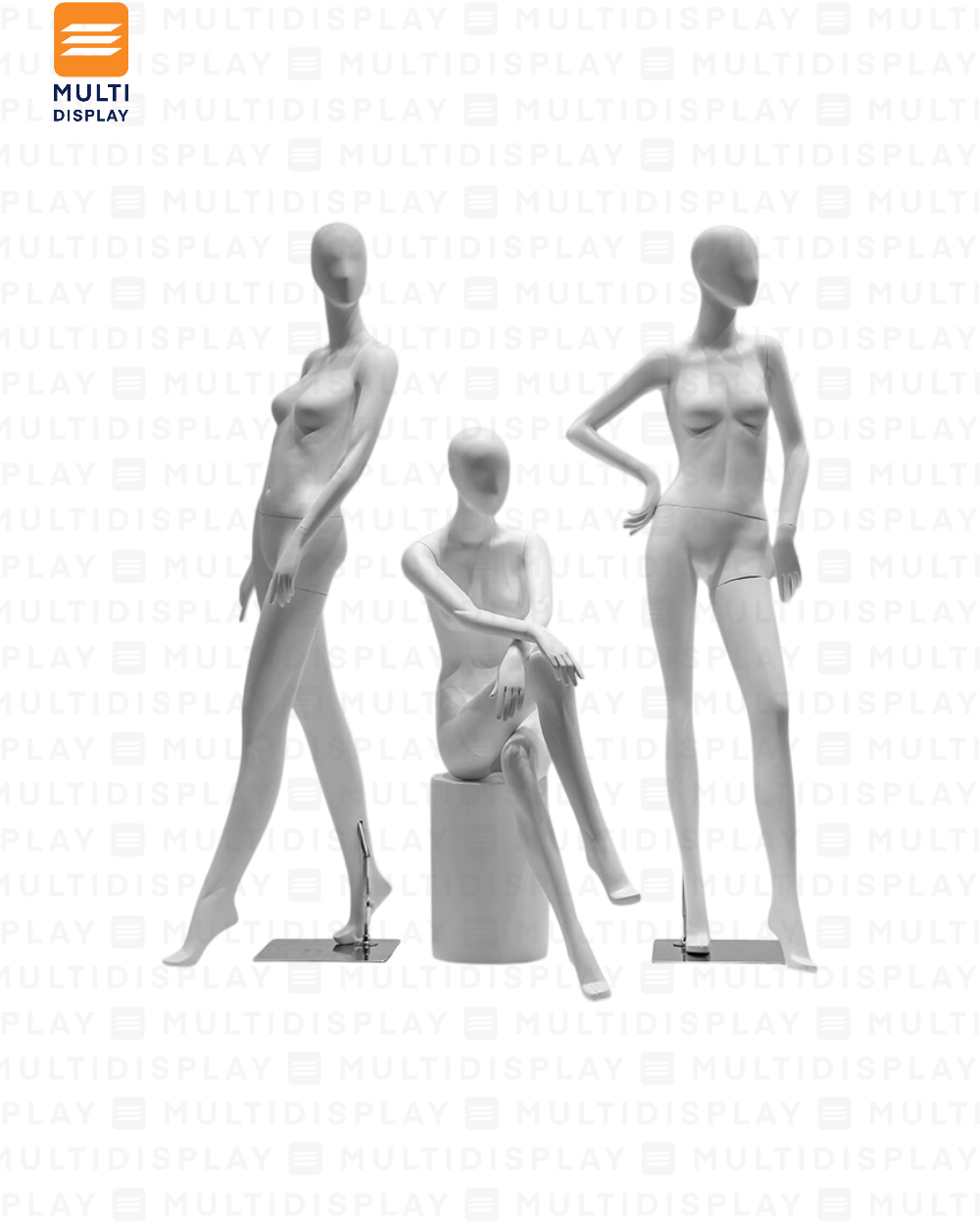 Maniqui Completo Mujer Estandar, Pose Sentado Cruzado, Blanco