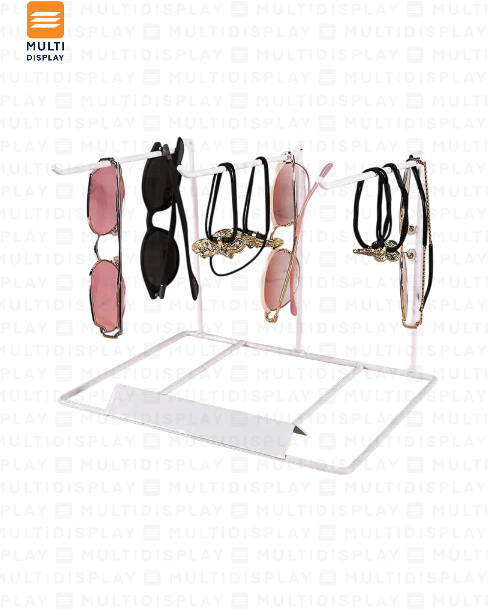 Exhibidor de Accesorio Rack Metalico 3 Slot, 26x20cm, Blanco