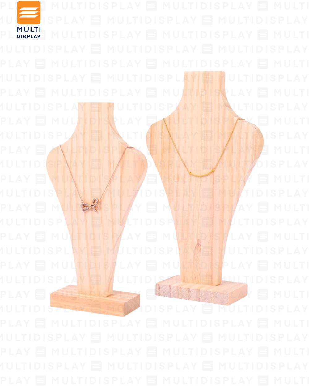 Exhibidor de Collar Busto Silueta Madera, Small 22cm, Madera