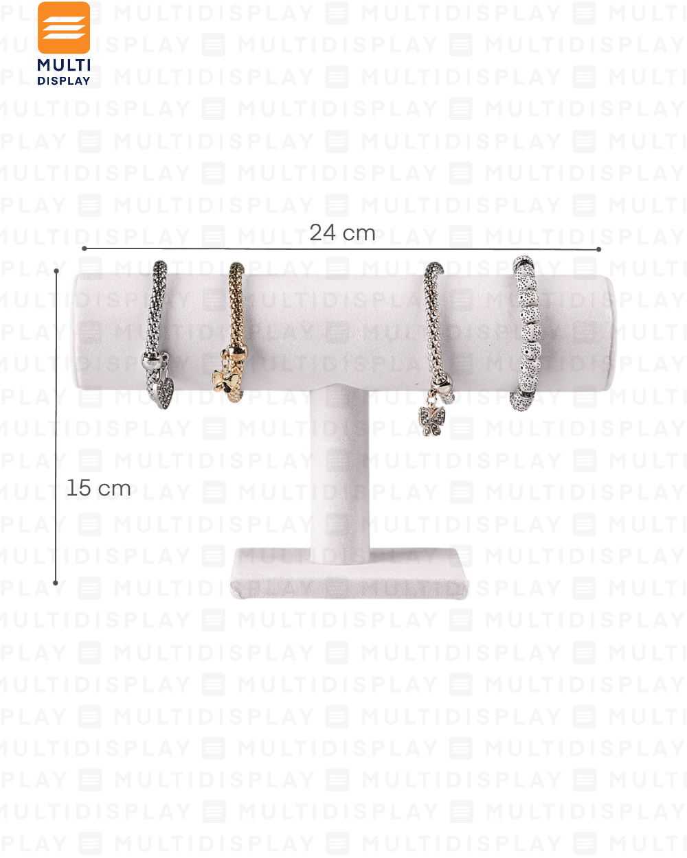 Exhibidor de Pulsera T Tela 1 Nivel 24cm, Blanco