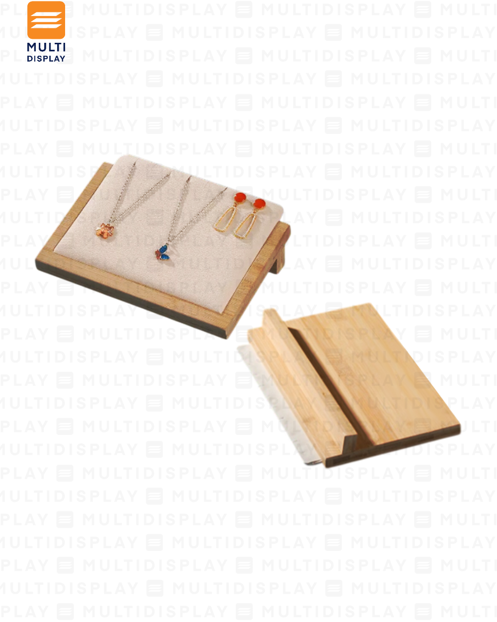 Exhibidor de Collar Tablero Mostrador Madera con Gamuza, 21x16cm, Crema