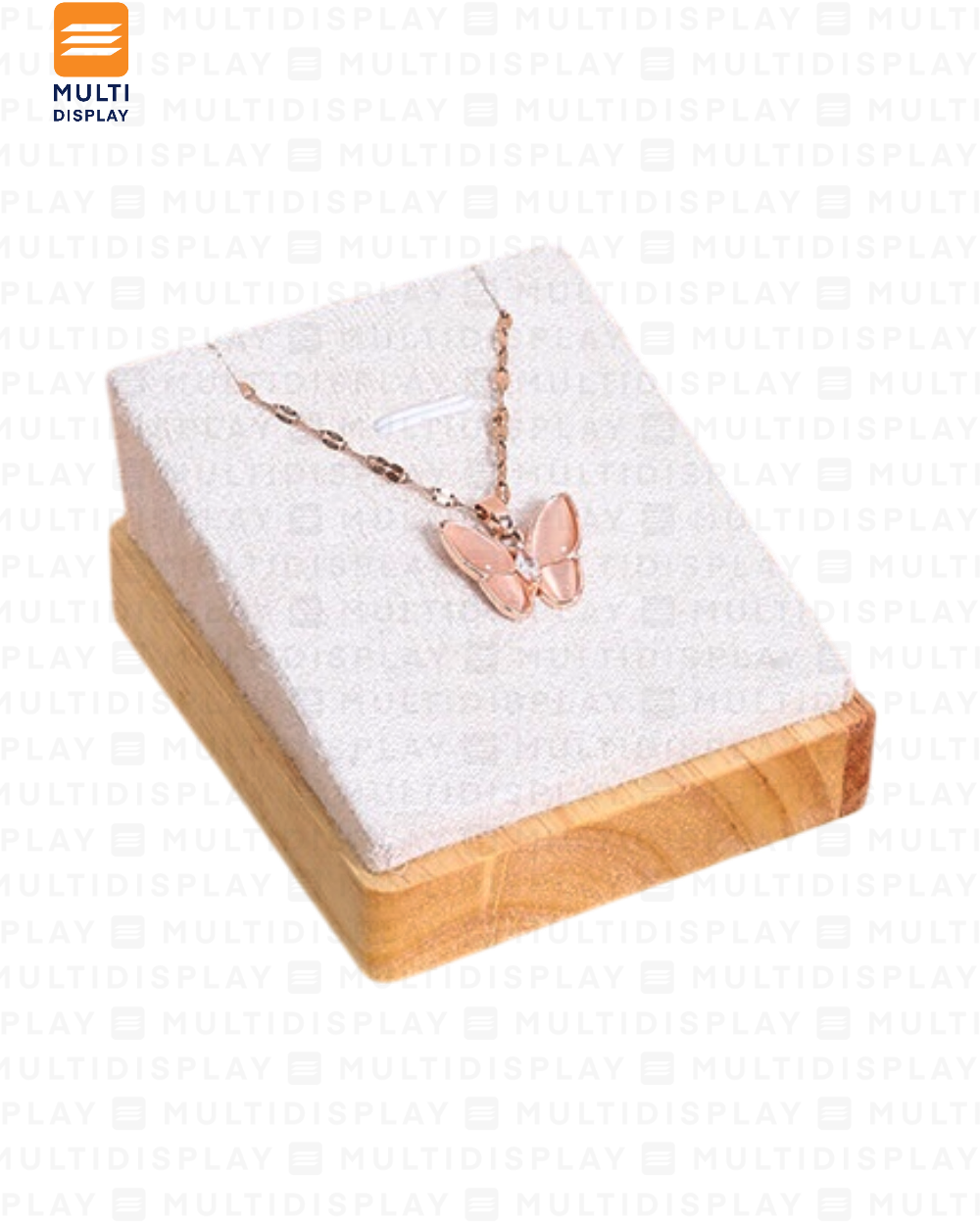 Exhibidor de Collar Mostrador Madera con Gamuza, 7x8cm, Crema