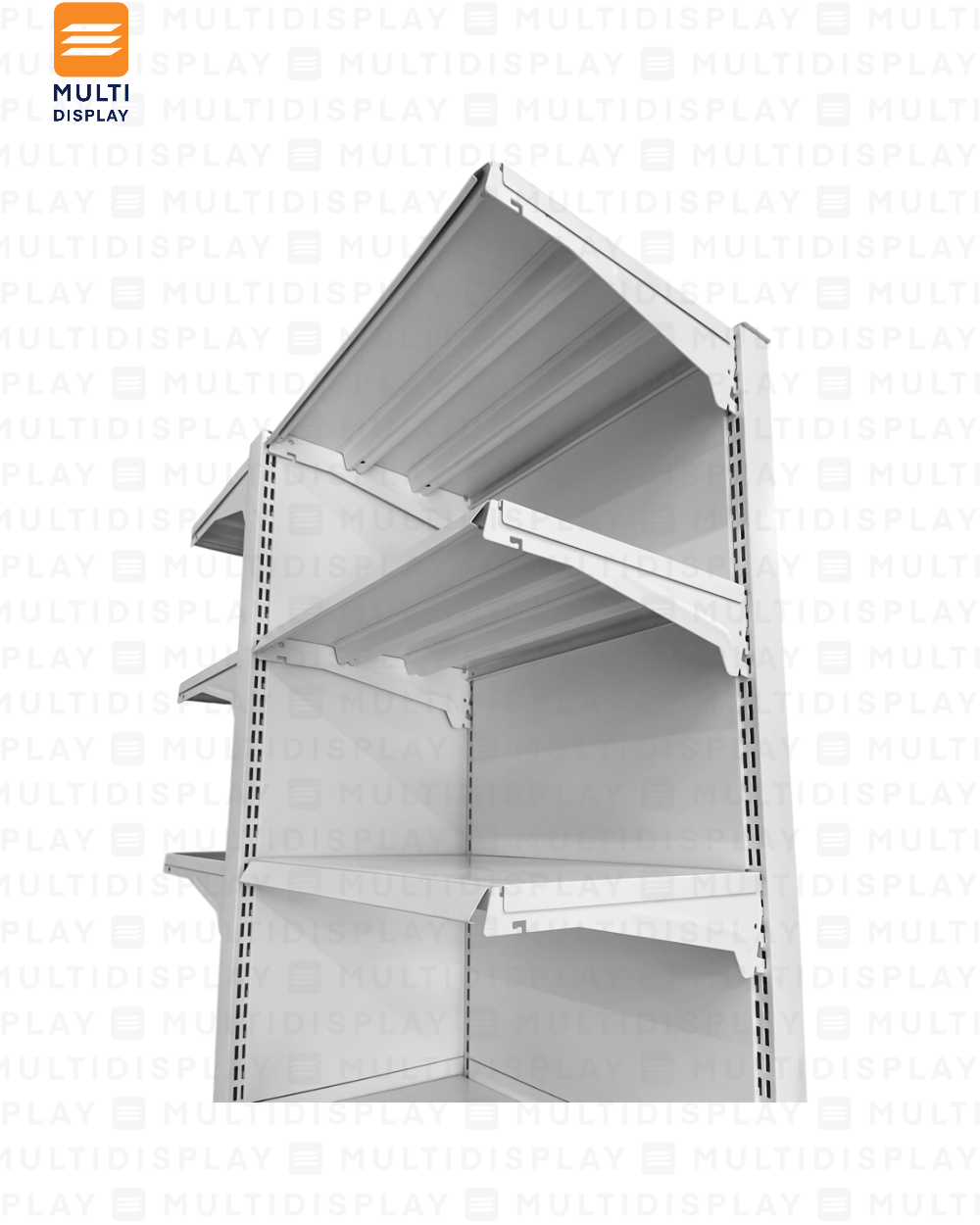 Gondola 4 Lados Central de Piso 108x108x141cm 5 Tablilla con Base, Liso Blanco, 60kg