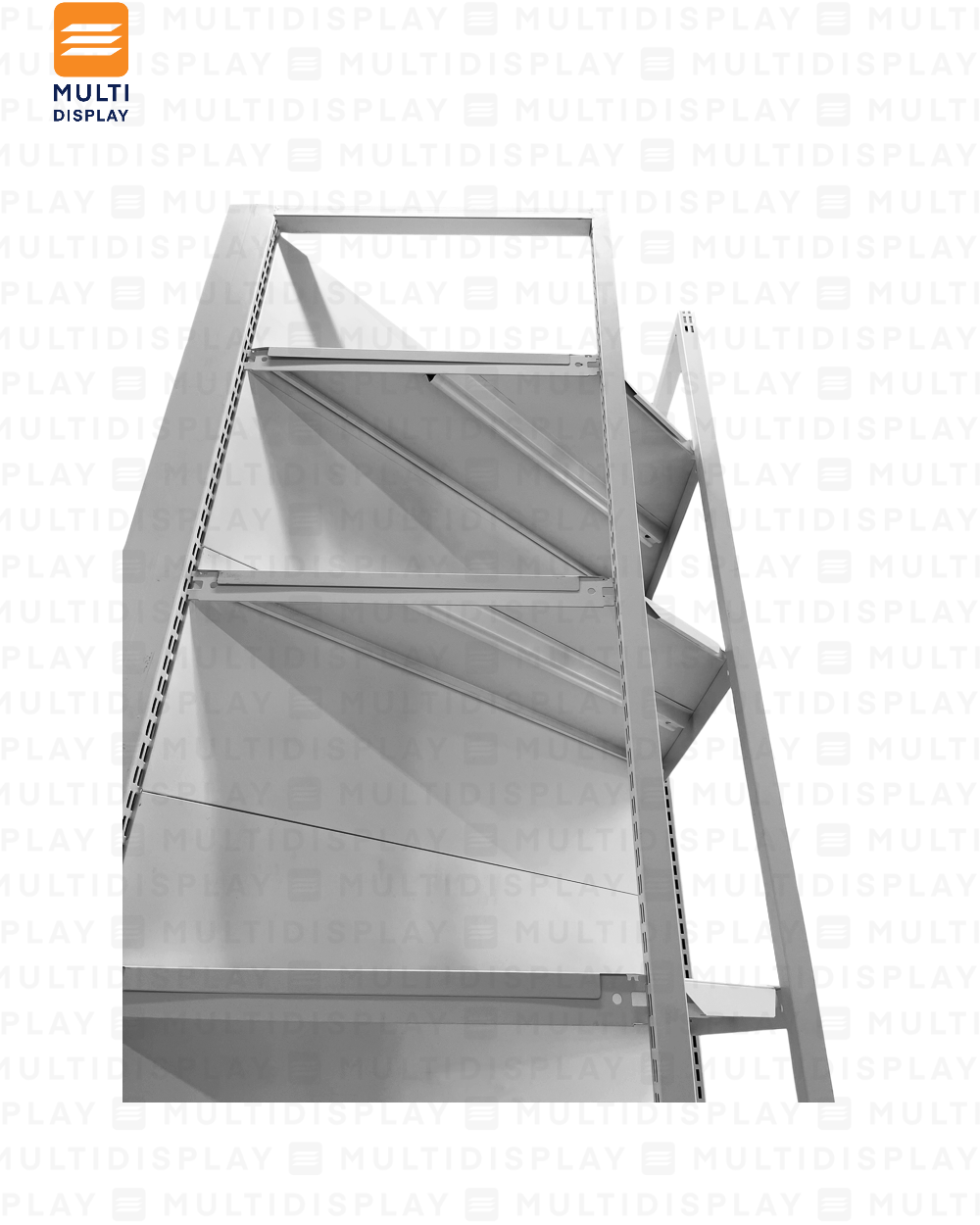 Gondola Esquinera 4 Postes 61x61x200cm 5 Tablillas, Liso Blanco, 250kg
