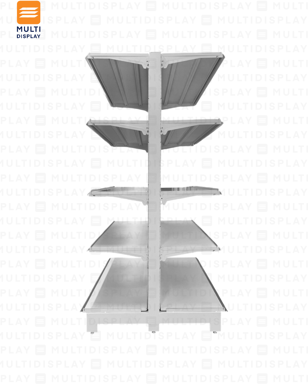 Gondola Doble HD Inicial 120x108x195cm 5 Tablillas, Liso Blanco, 140kg