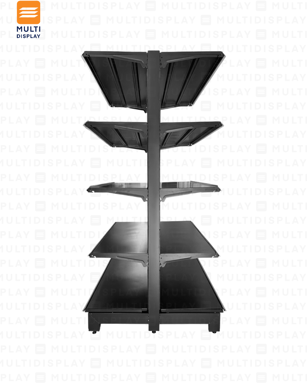 Gondola Doble HD Inicial 120x108x195cm 5 Tablillas, Liso Negro, 140kg