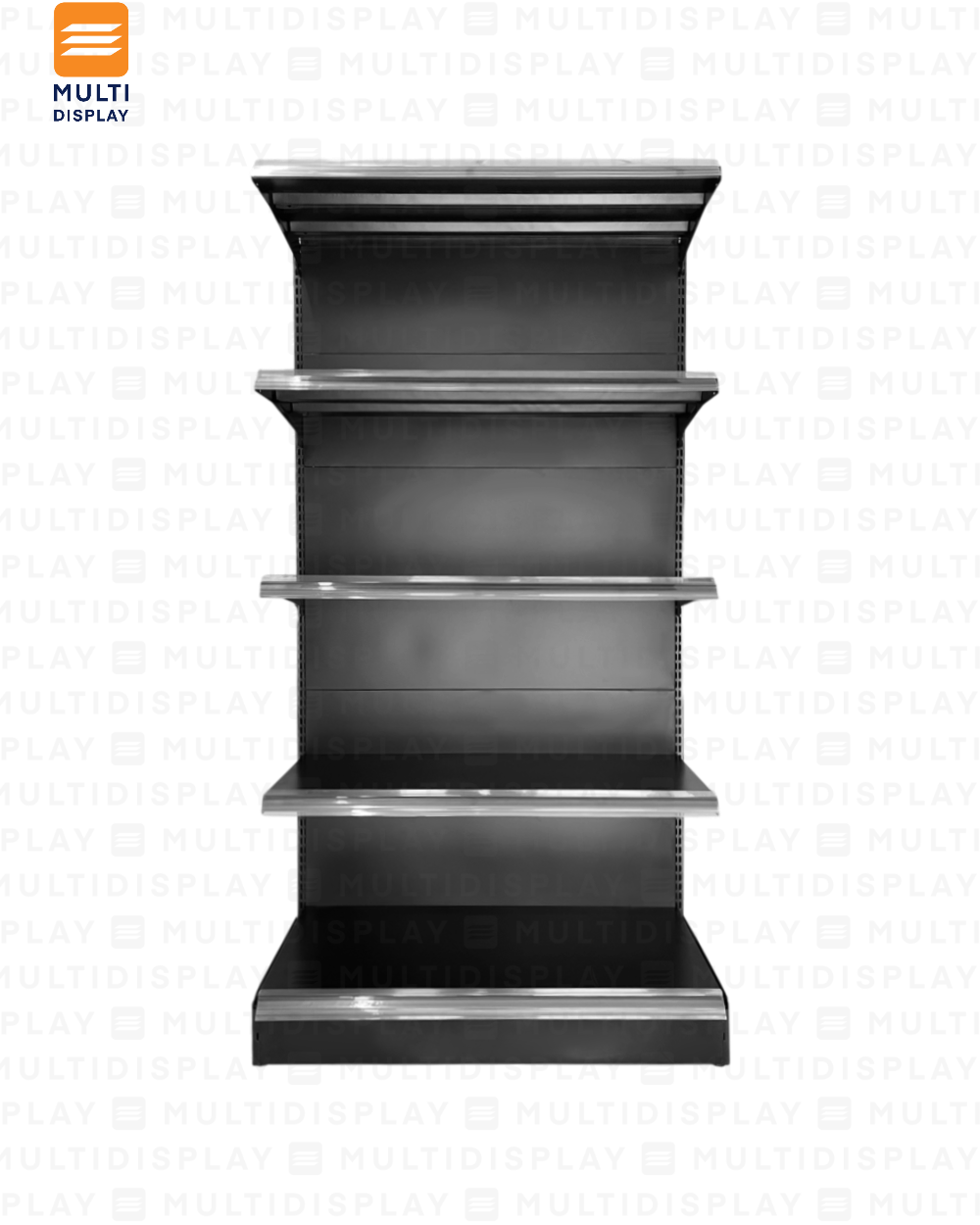 Gondola Frontal HD Inicial 100x55x195cm 5 Tablillas, Liso Negro, 140kg