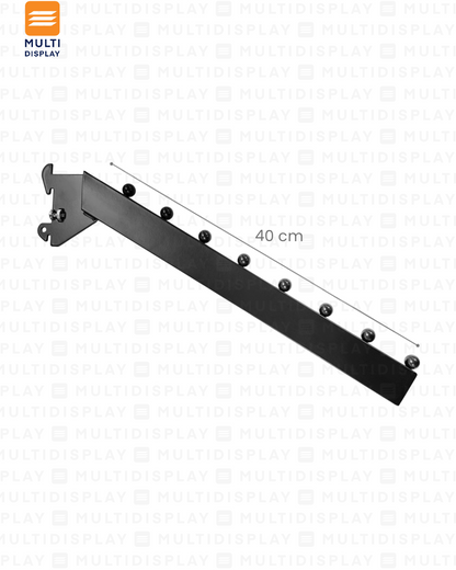 Gancho para Riel Estandar Cascada 40cm, Entrada de 1 pulgada, Negro