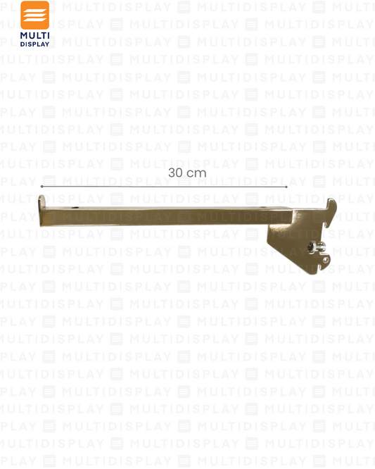 Gancho para Riel de Repisa 30cm, Entrada de 1 pulgada, Dorado