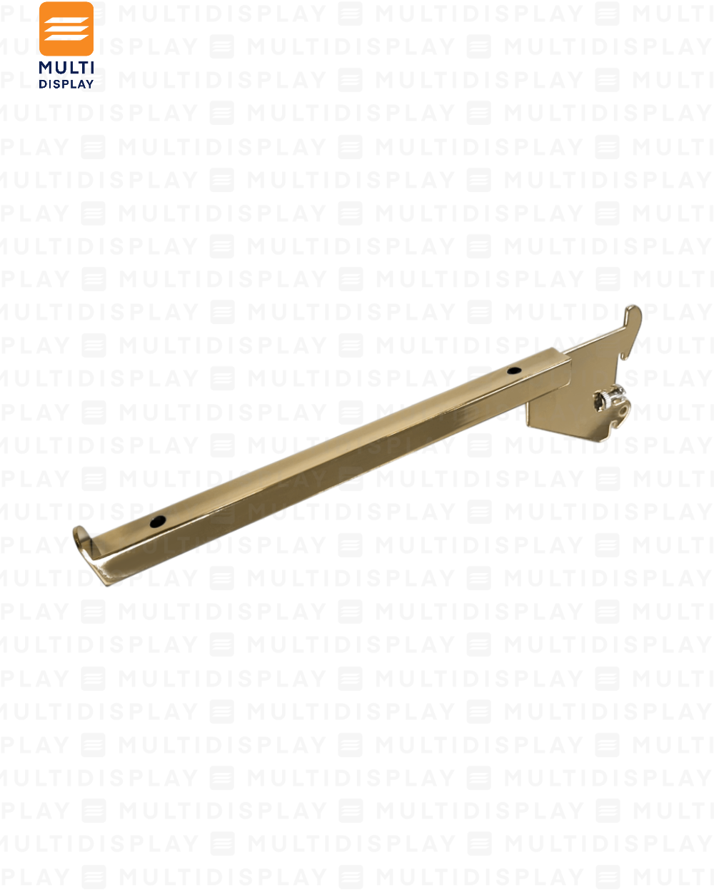 Gancho para Riel de Repisa 30cm, Entrada de 1 pulgada, Dorado