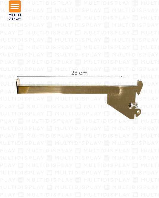 Gancho para Riel de Repisa 25cm, Entrada de 1 pulgada, Dorado