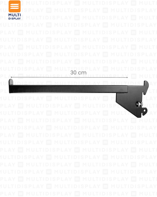 Gancho para Riel de Repisa 30cm, Entrada de 1 pulgada, Negro