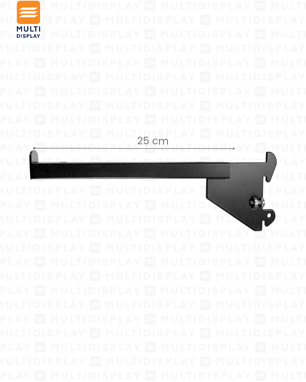 Gancho para Riel de Repisa 25cm, Entrada de 1 pulgada, Negro