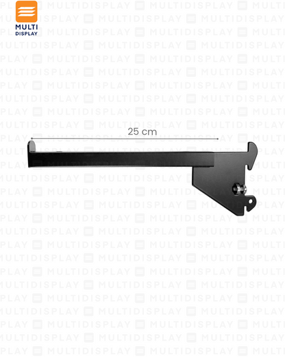 Gancho para Riel de Repisa 25cm, Entrada de 1 pulgada, Negro