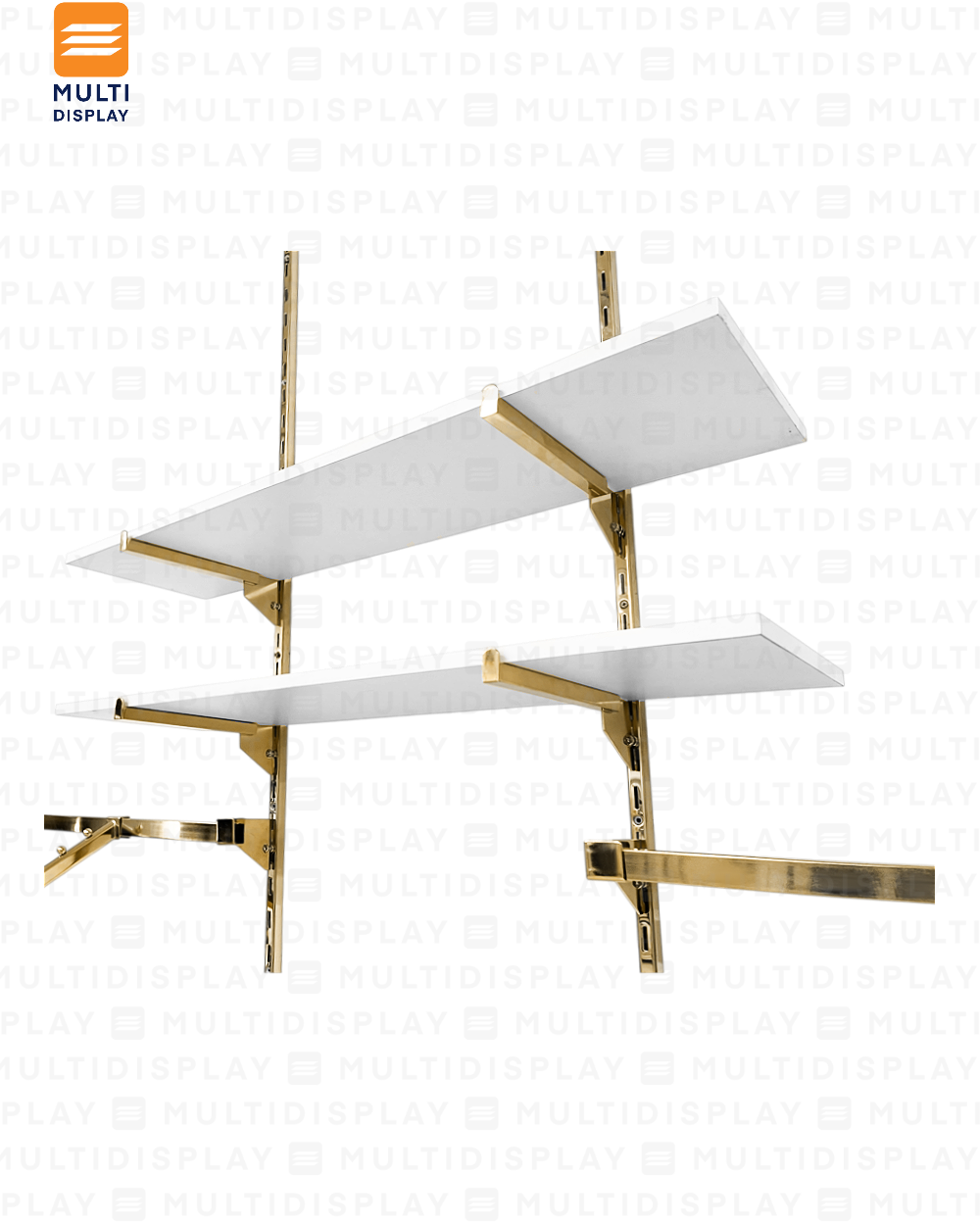 Sistema Riel de 1 Pulgada, Set de 4 Rieles en Cascada y Repisa, Dorado