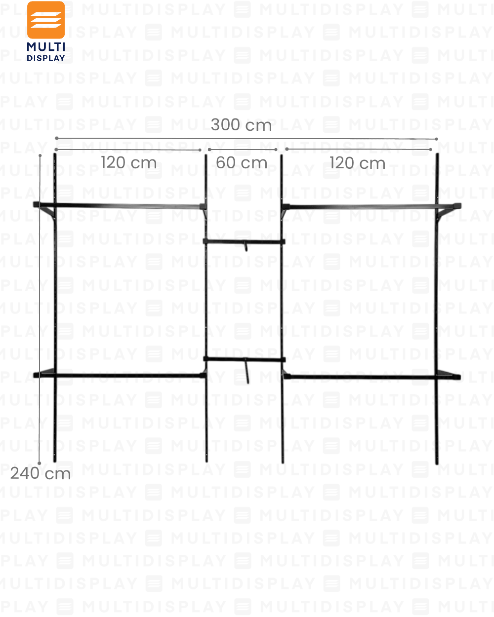 Sistema Riel de 1 Pulgada, Set de 4 Rieles en Barras y Cascada, Negro