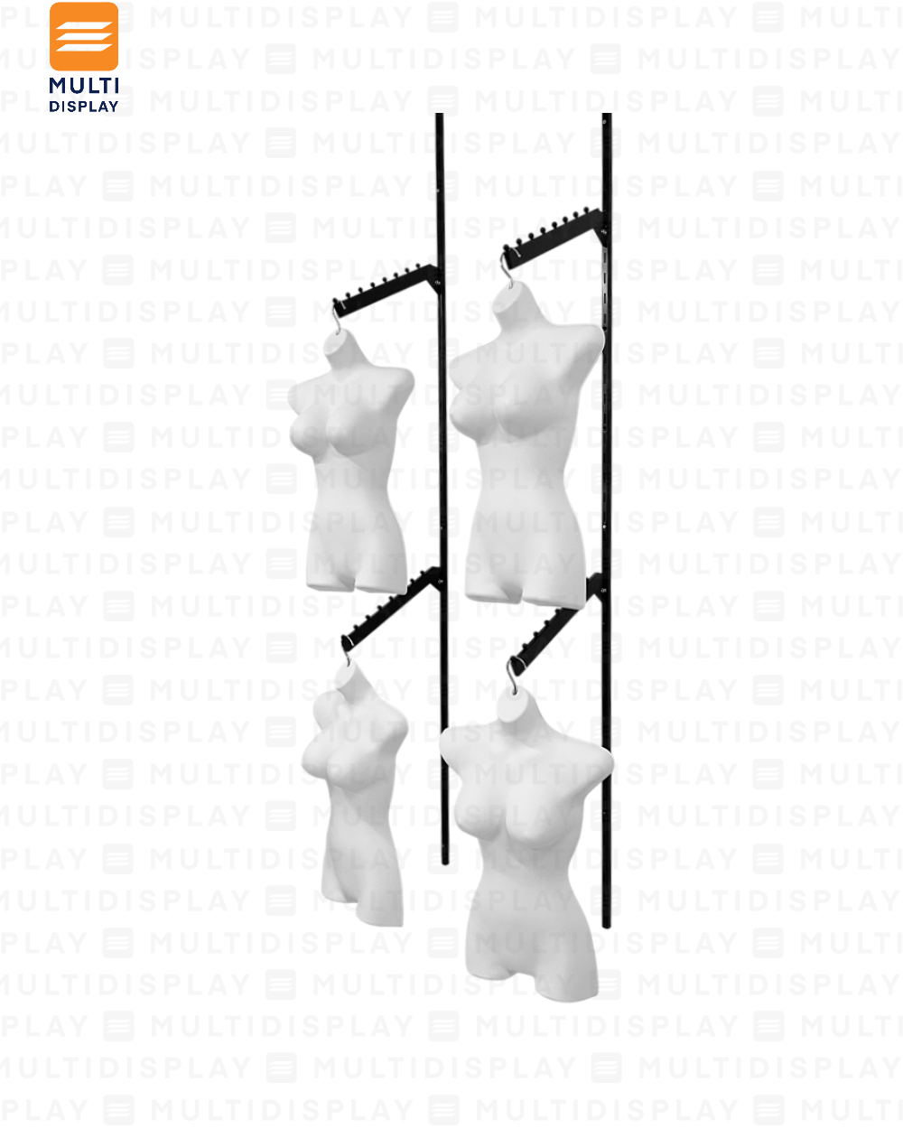 Sistema Riel de 1 Pulgada, Set de 2 Rieles en Cascada, Negro