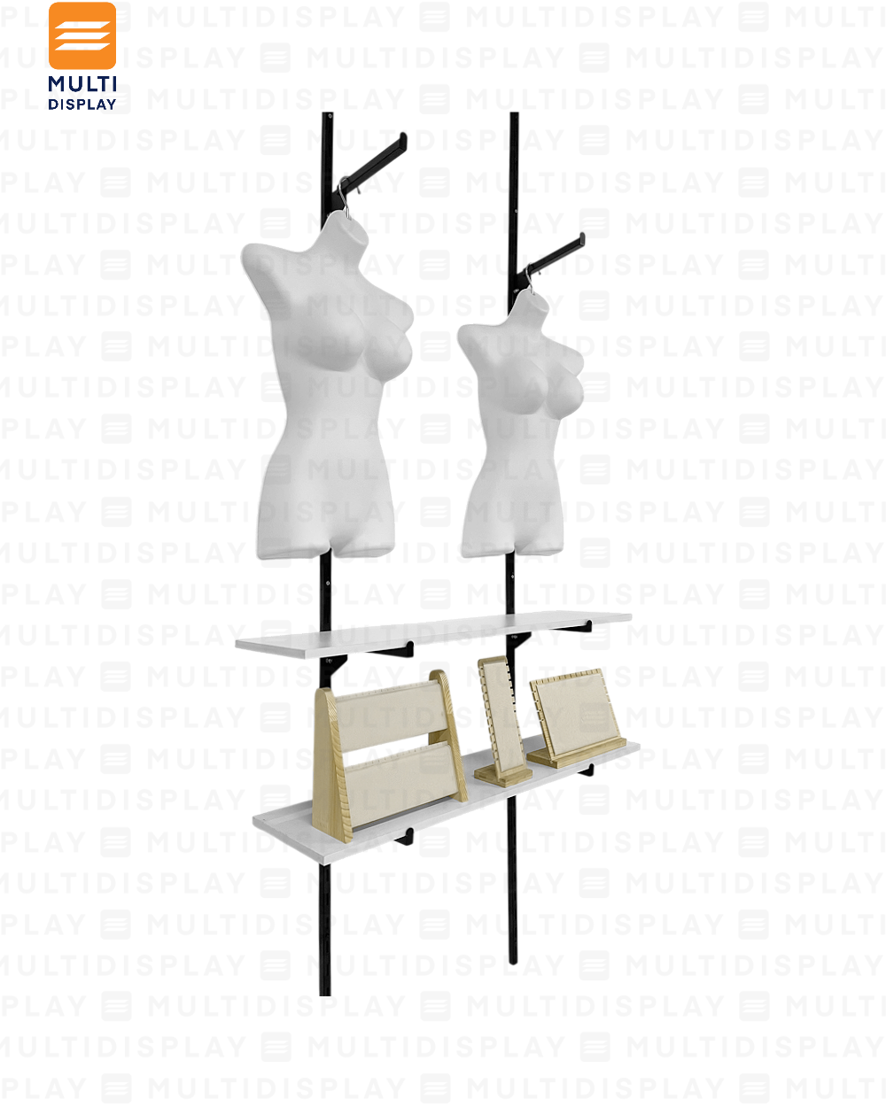 Sistema Riel de 1 Pulgada, Set de 2 Rieles en Repisa, Negro