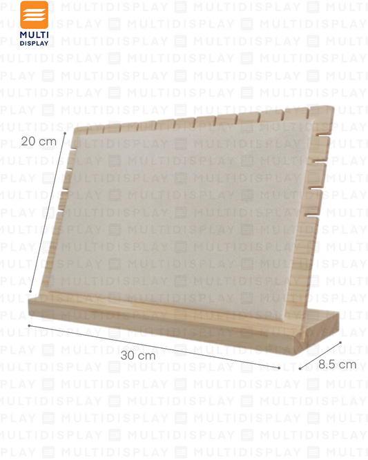 Exhibidor de Collar Tablero Horizontal Madera con Gamuza, 30x20cm, Crema