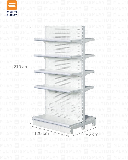 Gondola Doble Inicial 120x95x210cm 5 Tablilla, Perf Blanco, 60kg