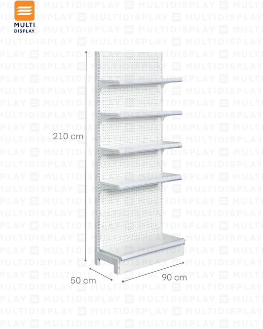 Gondola Frontal Inicial 90x50x210cm 5 Tablilla, Perf Blanco, 60kg