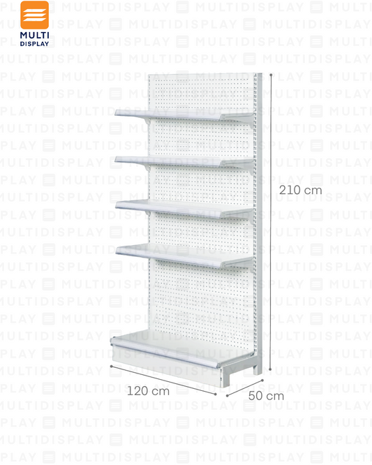Gondola Pared Inicial 120x50x210cm 5 Tablilla, Perf Blanco, 60kg