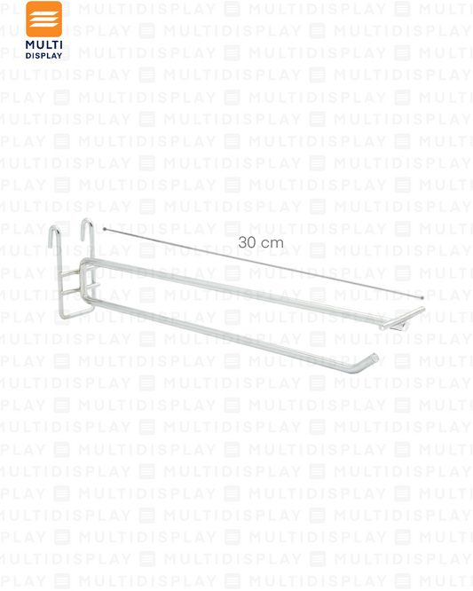 Gancho para Rejilla con Portaprecio 30cm Cromado