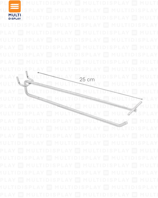 Gancho para Perforado con Portaprecio 25cm Cromado