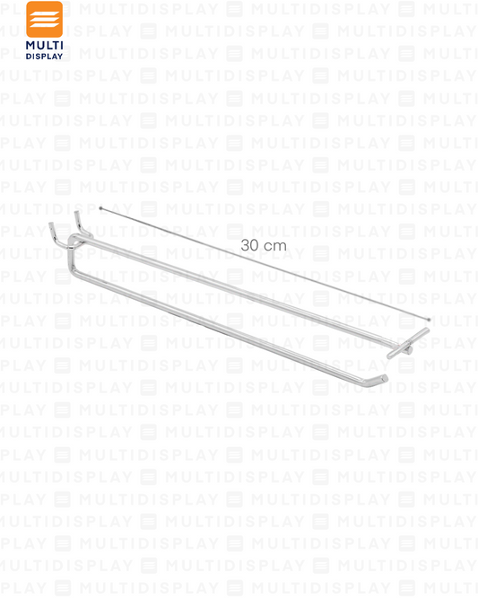 Gancho para Perforado con Portaprecio 30cm Cromado