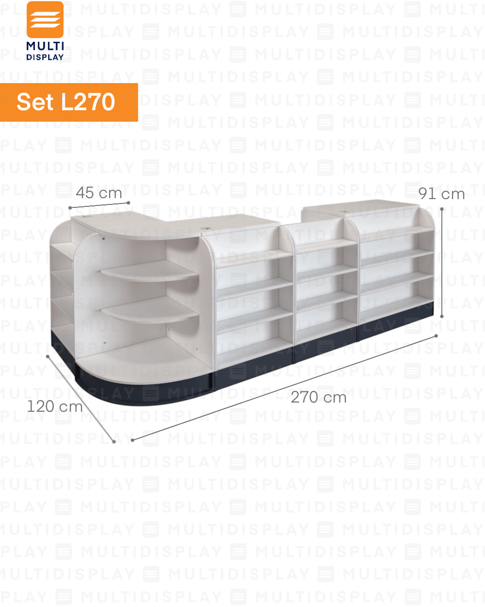 Caja Modular de 5 piezas Set L270, 270x120x91cm, Blanco