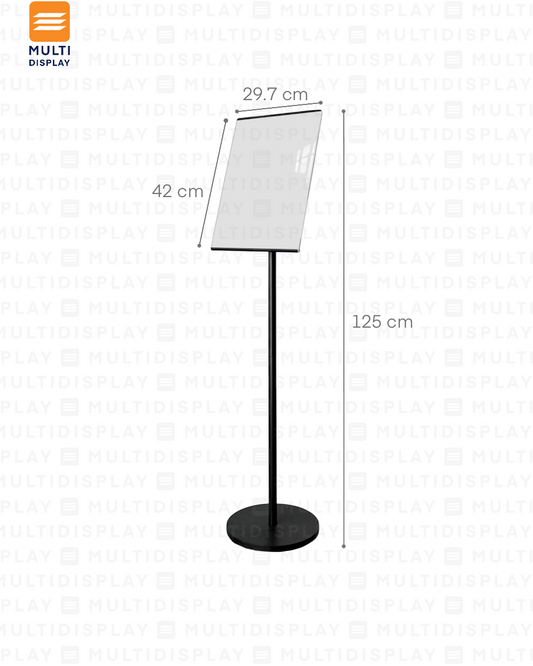 Portabanner Piso Elevado A3 21x29cm Plastico base Redondo, Negro