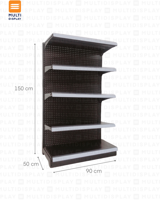 Gondola Frontal Inicial 90x50x150cm 5 Tablilla, Perf Negro, 60kg
