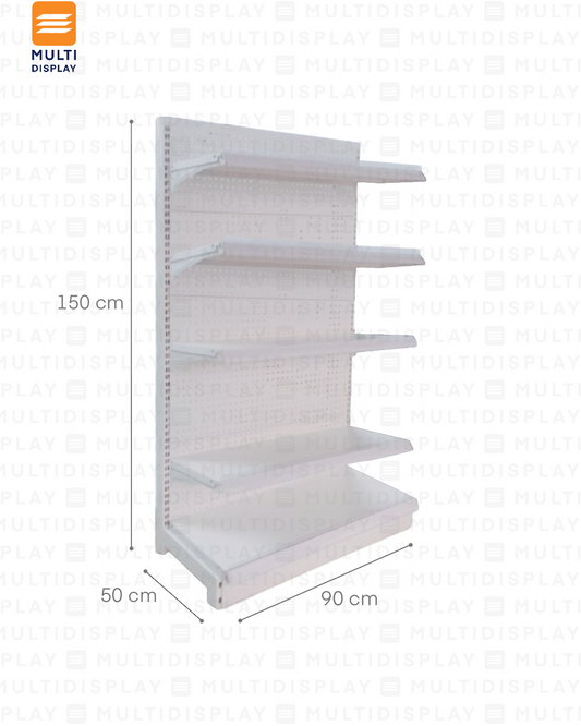 Gondola Frontal Inicial 90x50x150cm 5 Tablilla, Perf Blanco, 60kg