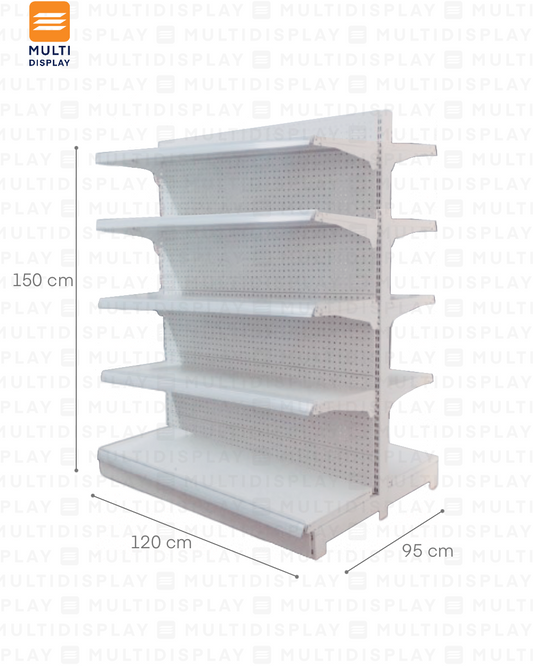 Gondola Doble Inicial 120x95x150cm 5 Tablilla, Perf Blanco, 60kg