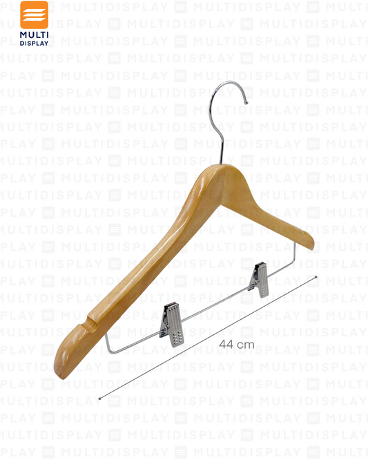 Gancho de Ropa Conjunto Madera con Clip 44x1.2 cm madera claro