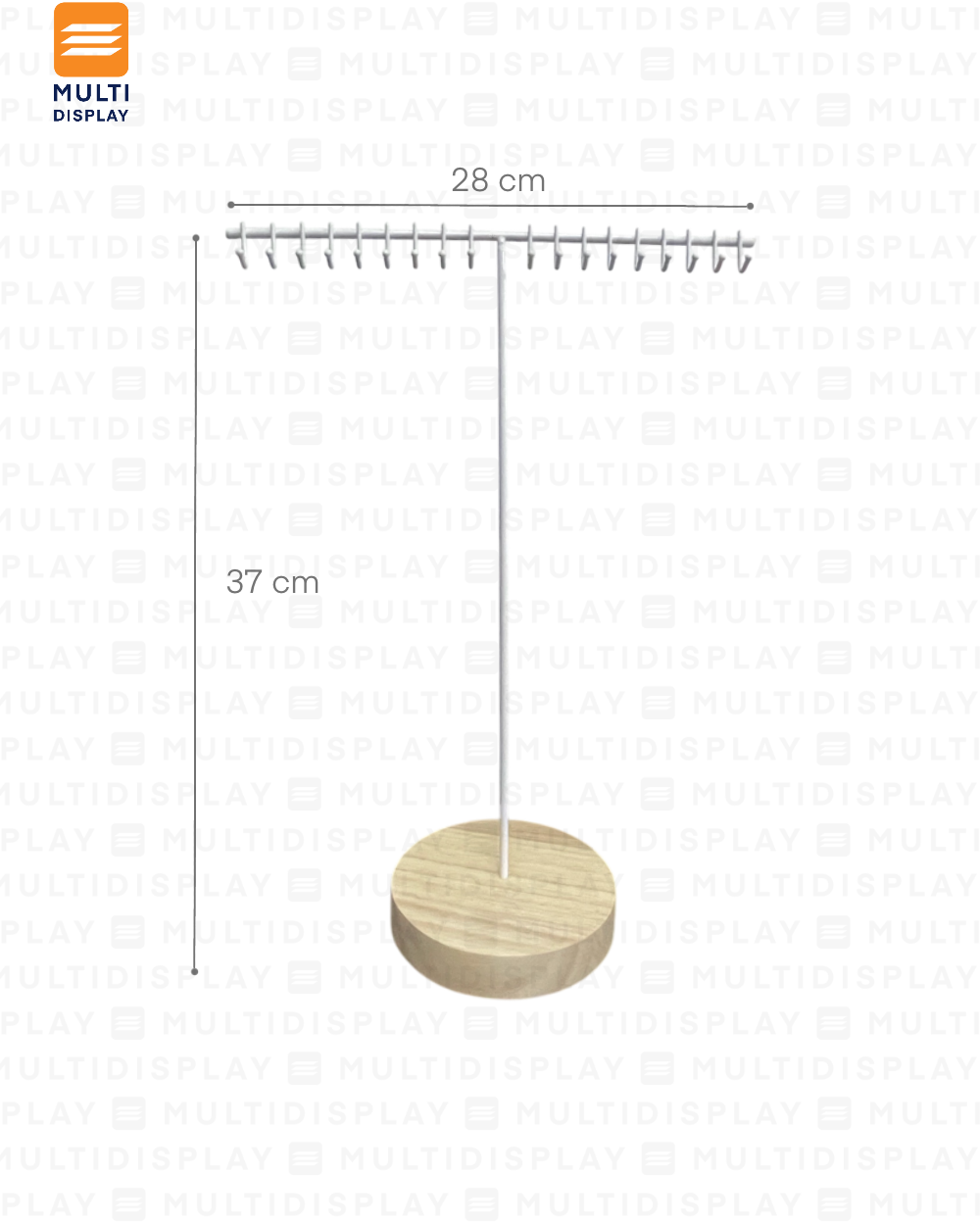 Exhibidor de Collar T Metalico 28cm, Blanco