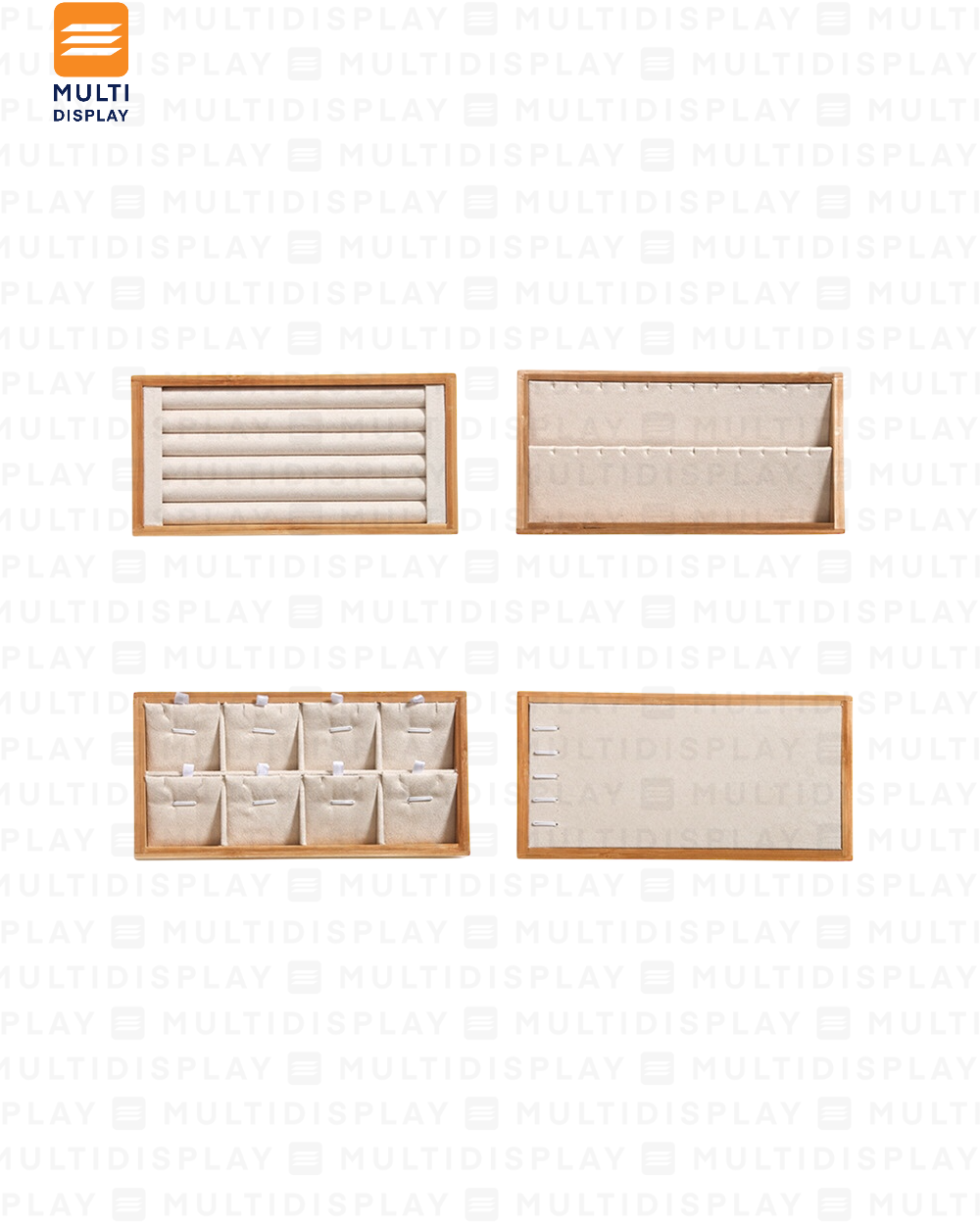 Exhibidor Bandeja para Anillo Madera con Gamuza 22x11cm, Crema