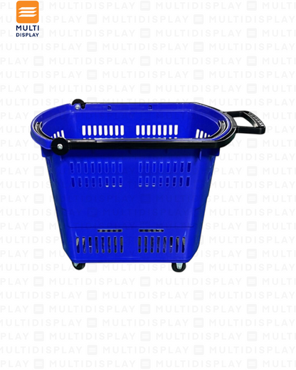 Canasta de Mano con Rueda Basico 45L Agarradero Plastico, Azul