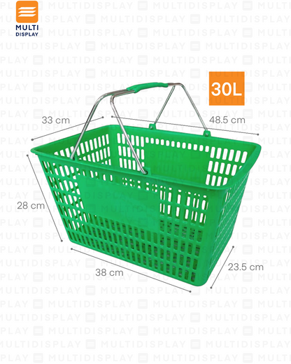 Canasta de Mano 30L Agarradero de Metal Verde