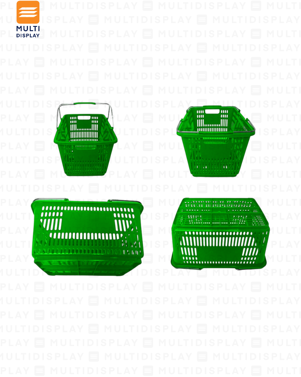 Canasta de Mano 30L Agarradero de Metal Verde