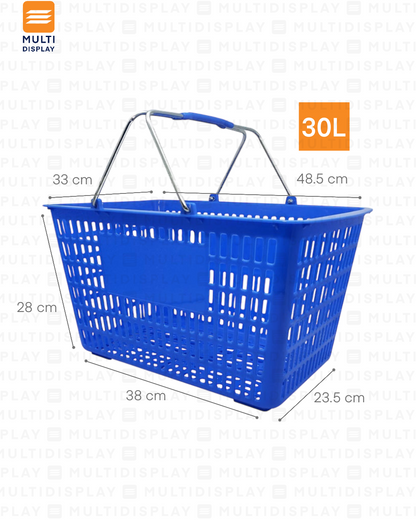 Canasta de Mano 30L Agarradero de Metal Azul