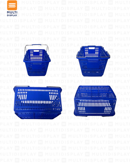 Canasta de Mano 30L Agarradero de Metal Azul