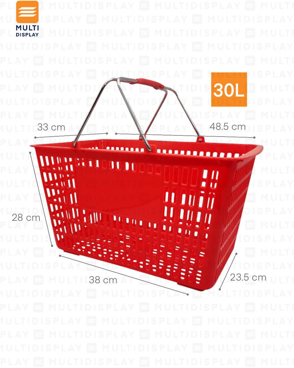 Canasta de Mano 30L Agarradero de Metal Rojo