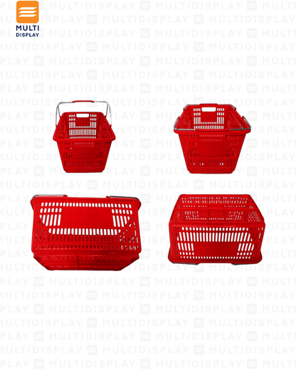 Canasta de Mano 30L Agarradero de Metal Rojo