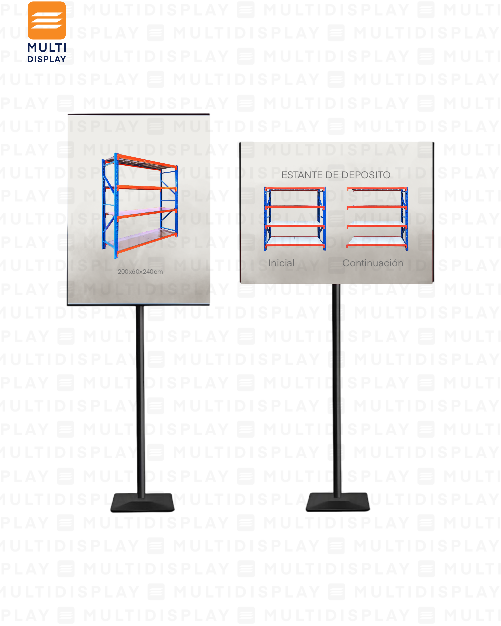 Portabanner Piso Elevado 50x70cm base Cuadrado, Negro