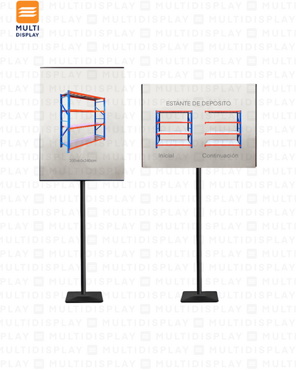 Portabanner Piso Elevado 50x70cm base Cuadrado, Negro