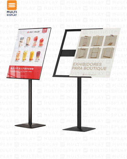 Portabanner Piso Elevado 50x70cm base Cuadrado, Negro